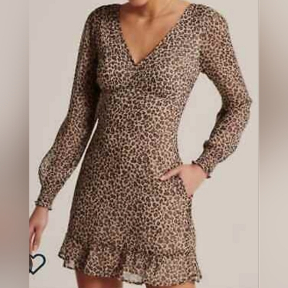 Abercrombie & Fitch Animal Print Long Sleeve Dress - Picture 1 of 3